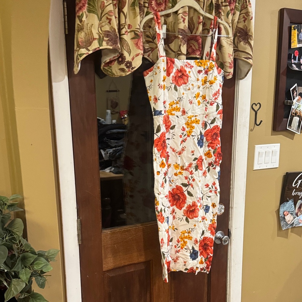 Forever 21 Floral Print Dress - Red and White